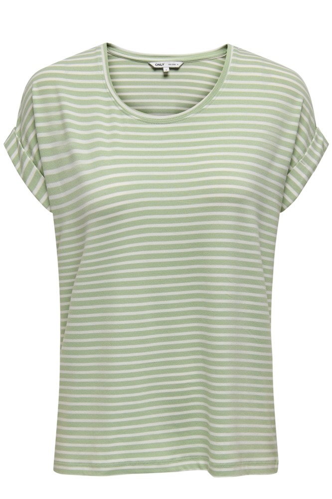 ONLMOSTER STRIPE S/S O-NECK TOP JRS 15206243 LAUREL GREEN/CLOUD DANC